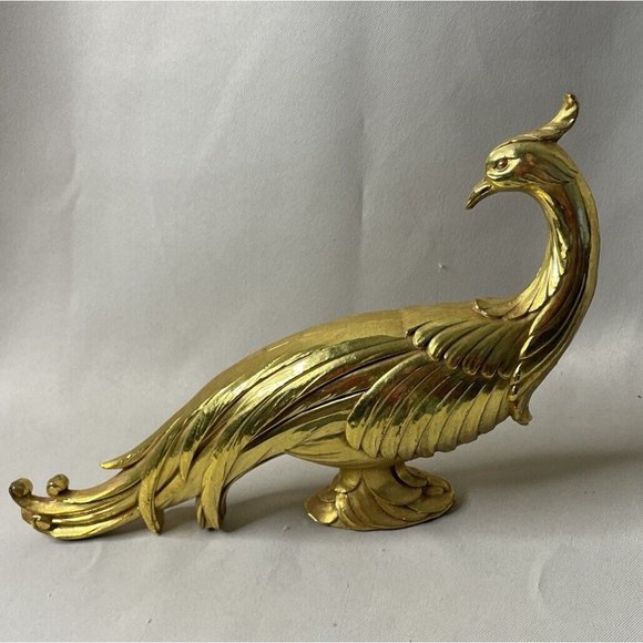 Pair Of Syroco Gold Gilt Pheasant Peacock Bird Figurines Hollywood Regency MCM - Picture 10 of 12